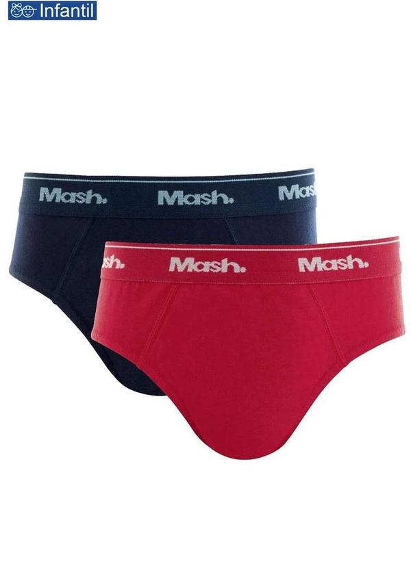 Mash - Kit com 2 Cuecas Slip Mash 113.04 Infantil Vm01-Marinho/Vermelho