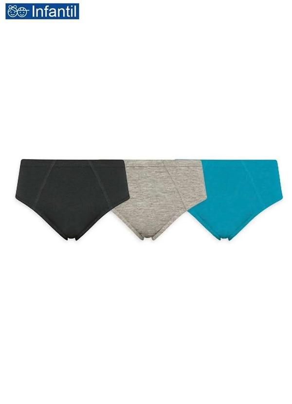 Selene - Kit com 3 Cuecas Selene Slip 11950-001 Infantil 997-Preto/Cinza-/Verde-Petroleo