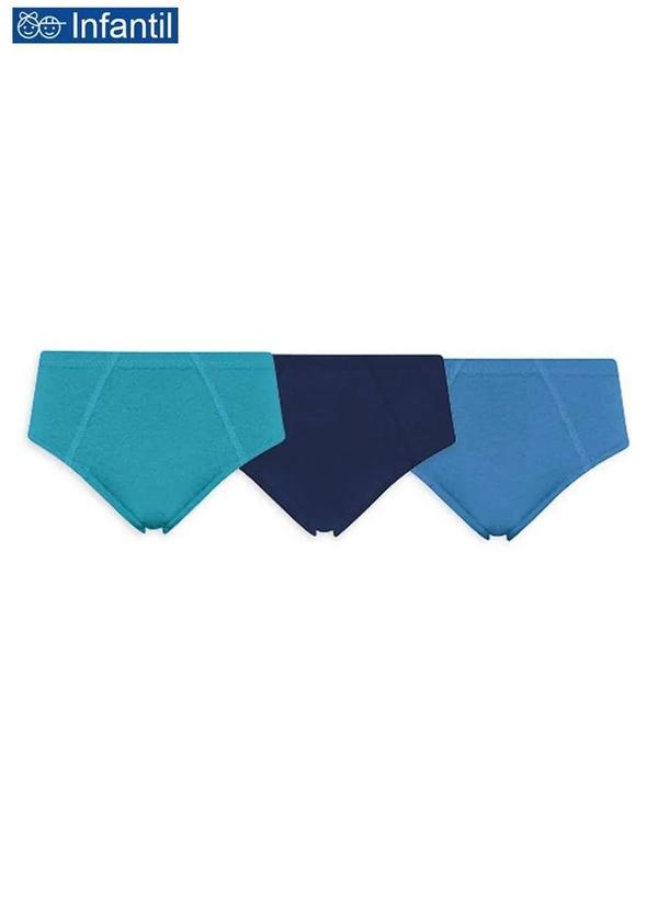 Selene - Kit com 3 Cuecas Selene Slip 11950-001 Infantil 998-Verde-Petroleo/Marinho/Royal