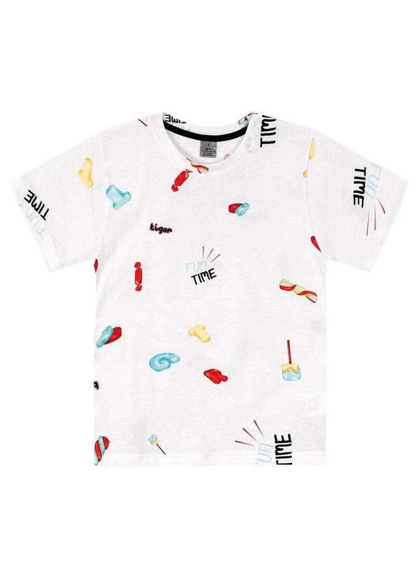 Tigor T Tigre - Camiseta Tigor T. Tigre Manga Curta em Malha Infantil Branco