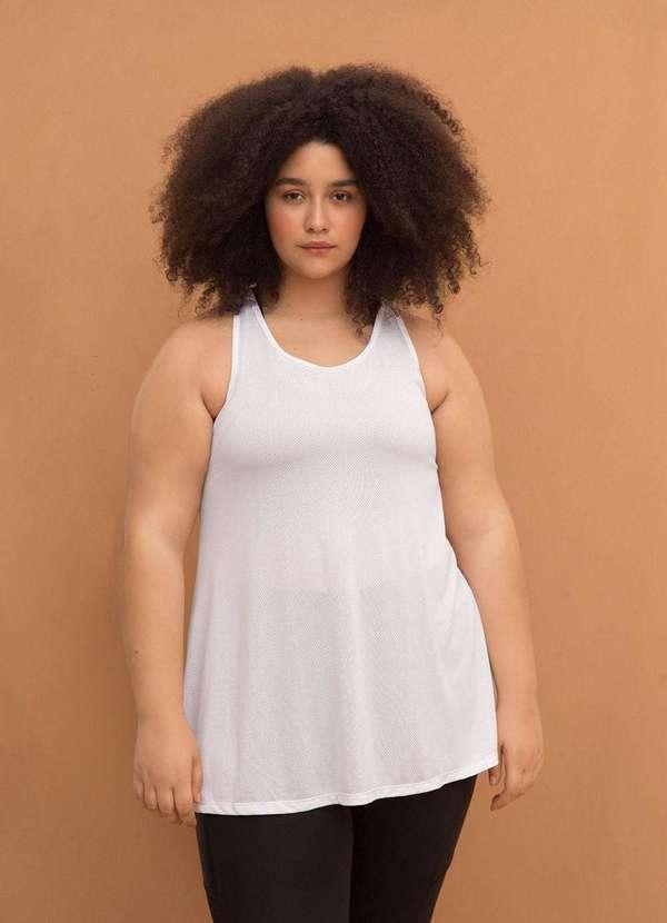 Bold Fit - Regata Evasê com Tela Plus Size Branco
