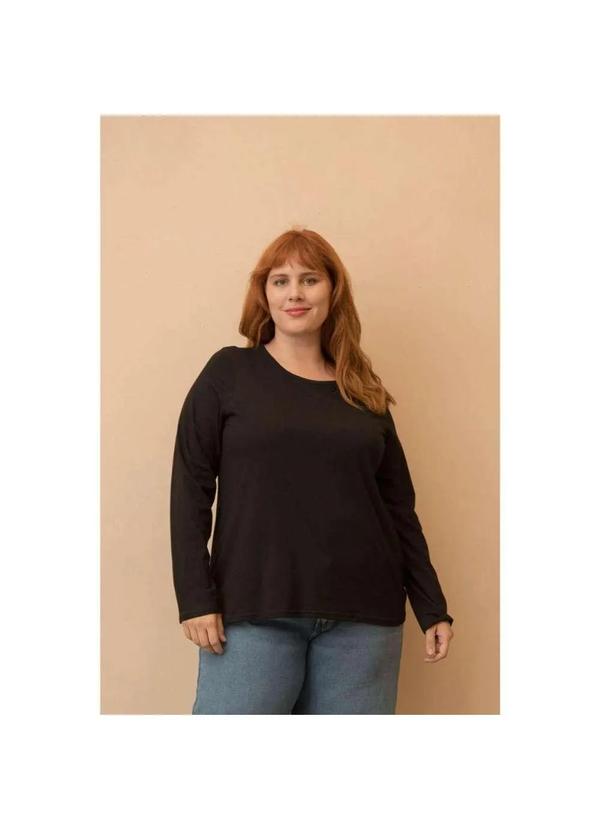 Wee! - Blusa 100 Algodão Manga Longa Plus Size Preto