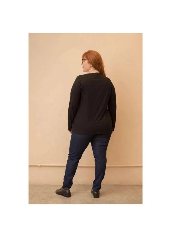 Wee! - Blusa 100 Algodão Manga Longa Plus Size Preto 2