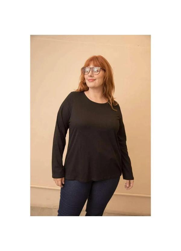 Wee! - Blusa 100 Algodão Manga Longa Plus Size Preto