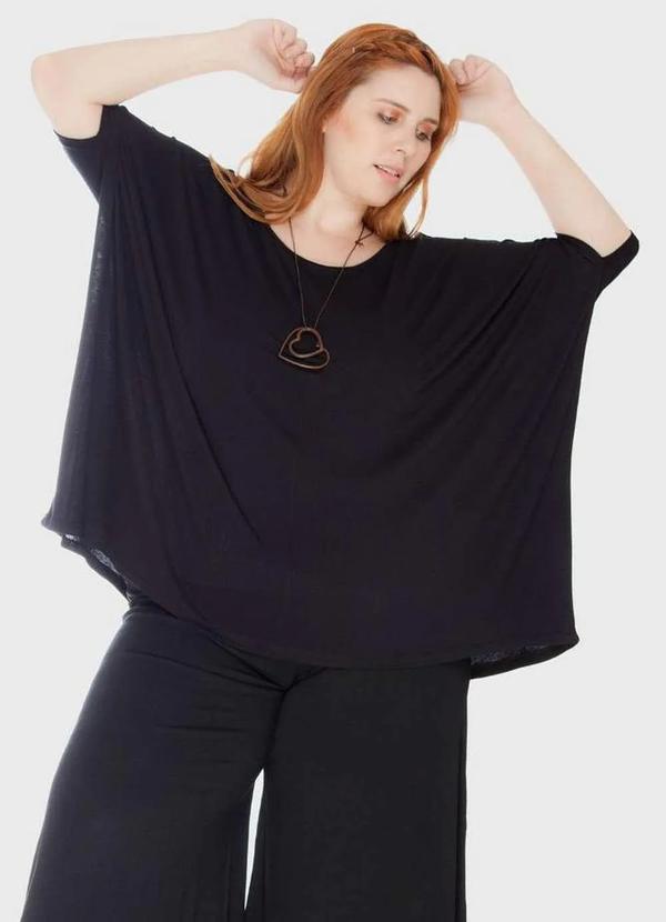 Bold - Blusa Ampla Tecido Ultra Leve Plus Size Preto