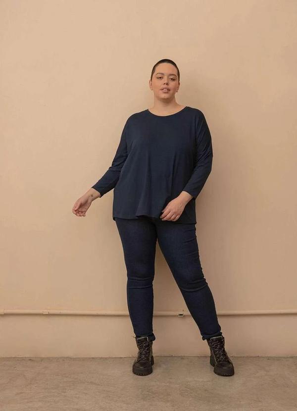 Bold - Blusa Evasê Manga Longa Plus Size Azul 4