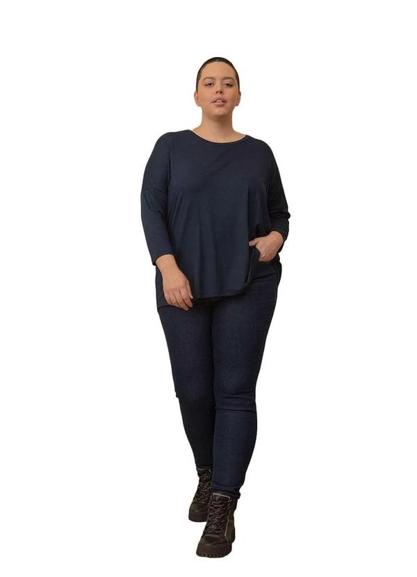 Bold - Blusa Evasê Manga Longa Plus Size Azul 6