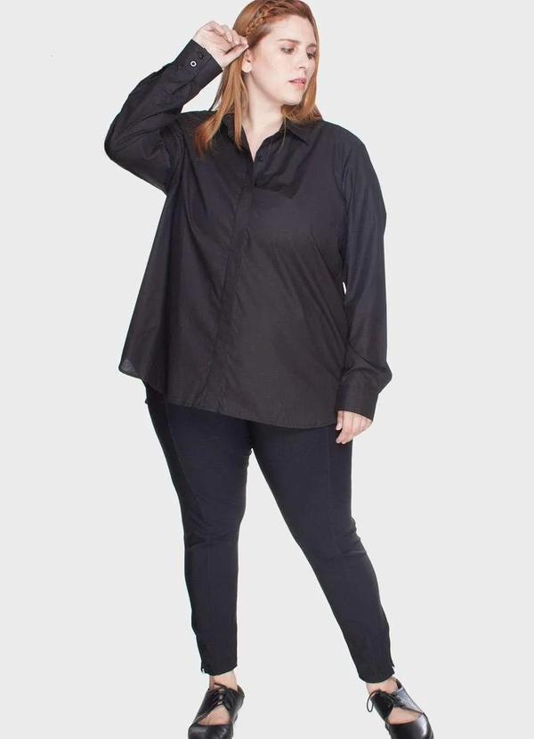 Bold - Camisa Evasê 100 Algodão Plus Size Preto