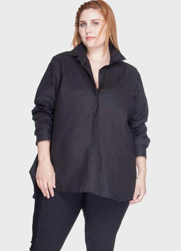 Bold - Camisa Evasê 100 Algodão Plus Size Preto
