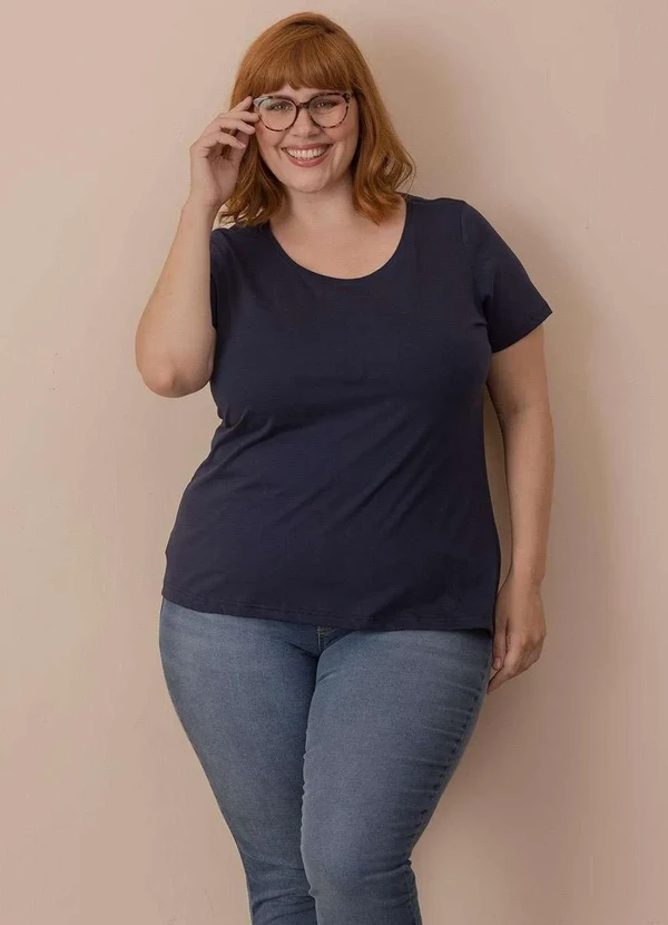 Wee! Camiseta Básica Algodão Plus Size Azul
