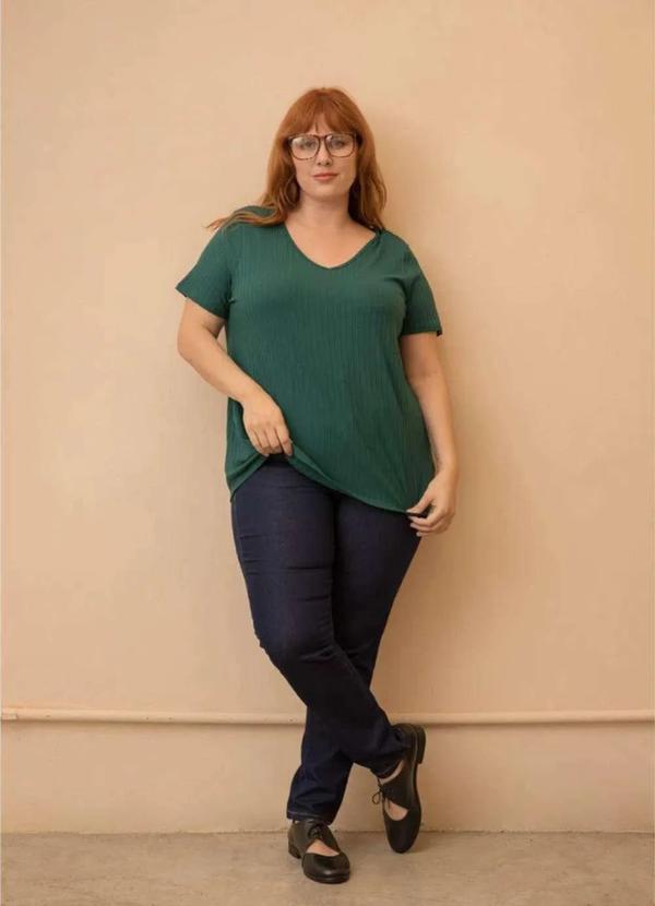 Wee! - Camiseta Canelada Plus Size Verde