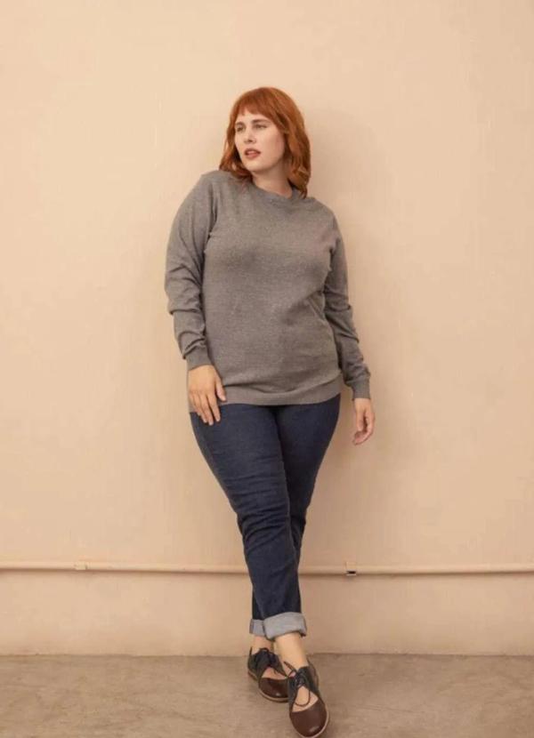 Wee! - Sueter Tricô Plus Size Cinza