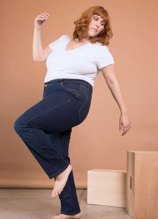 Bold - Calça Jeans Reta Cintura Média Plus Size Azul 1