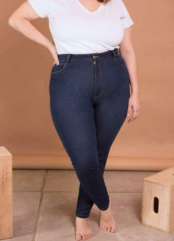 Bold - Calça Jeans Skinny Comfort Cintura Alta Plus Size Azul