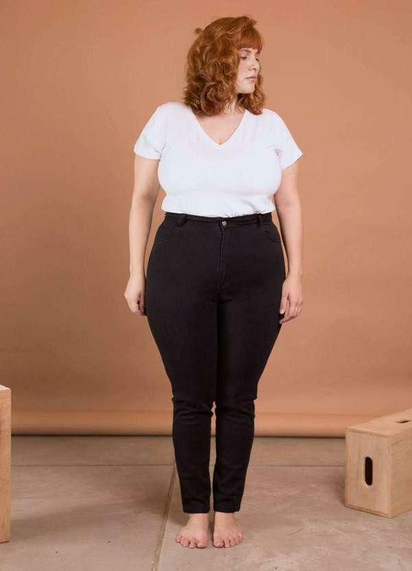 Bold - Calça Jeans Skinny Comfort Cintura Alta Plus Size Preto 1