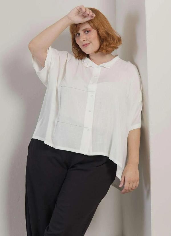 Bold - Camisa Débora com Pespontos Plus Size Branco