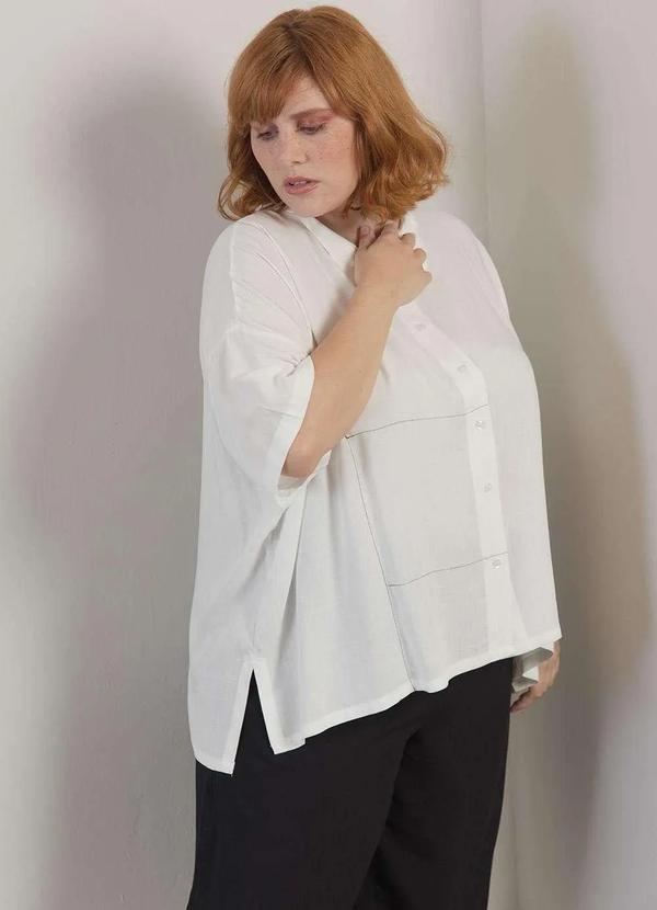 Bold - Camisa Débora com Pespontos Plus Size Branco 7