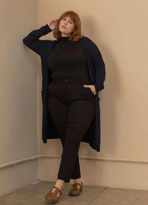 Bold - Cardigan Longo Tricô Plus Size Azul