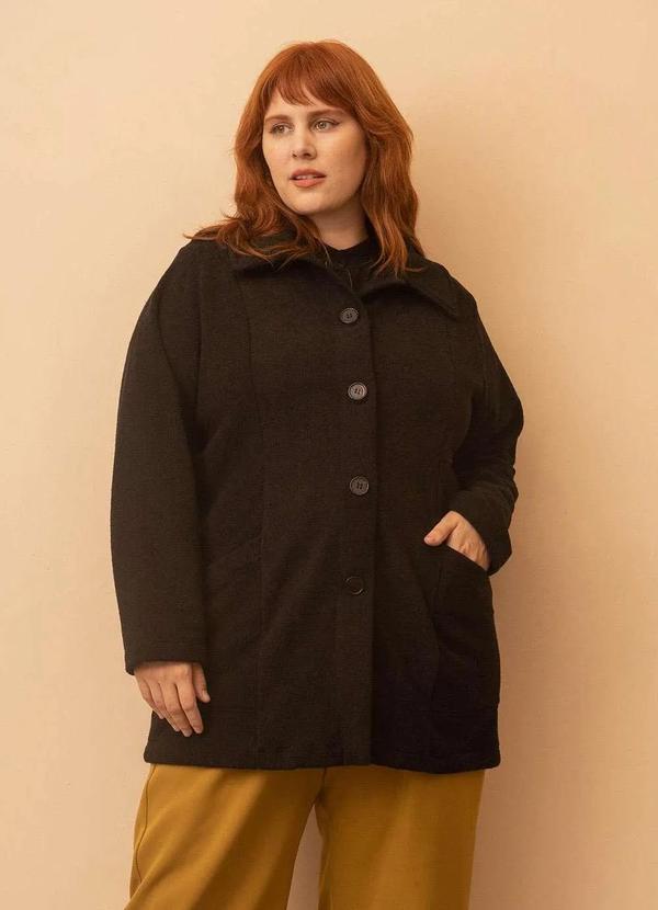 Bold - Casaco Tweed Plus Size Preto