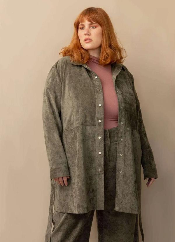 Bold - Parka Alfaiataria Veludo Cotelê Plus Size Verde