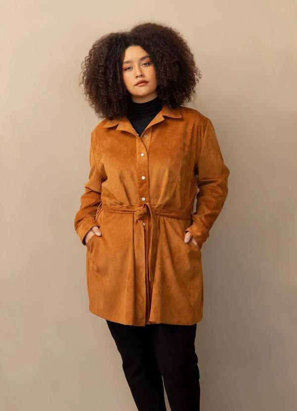 Bold - Parka Alfaiataria Veludo Cotelê Plus Size Amarelo 1