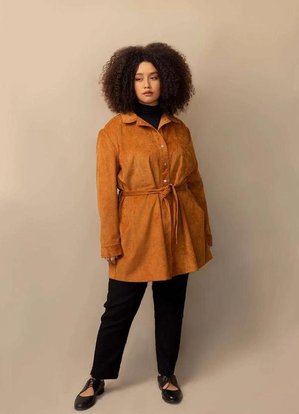 Bold - Parka Alfaiataria Veludo Cotelê Plus Size Amarelo 3