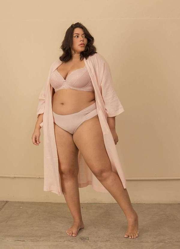 2rios - Calcinha Fio Dental Lateral Drapeada Plus Size Rosa