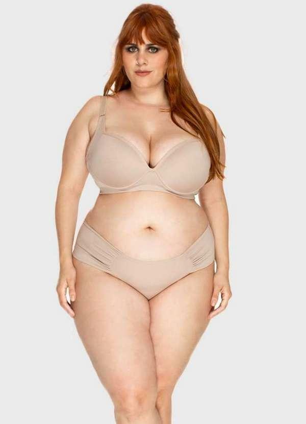 2rios - Calcinha Lateral Drapeada Plus Size Bege