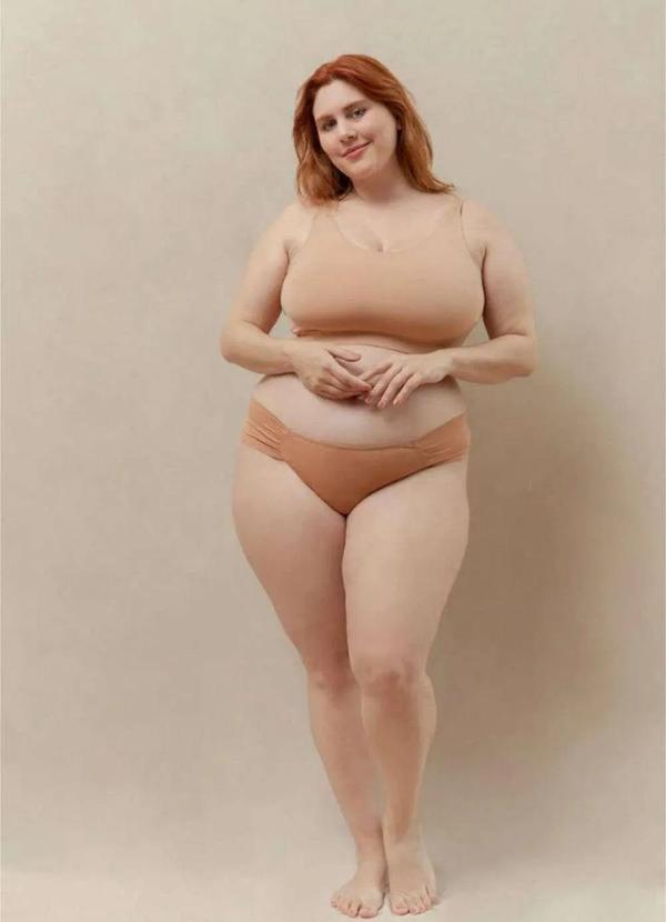 2rios - Calcinha Lateral Drapeada Plus Size Bege