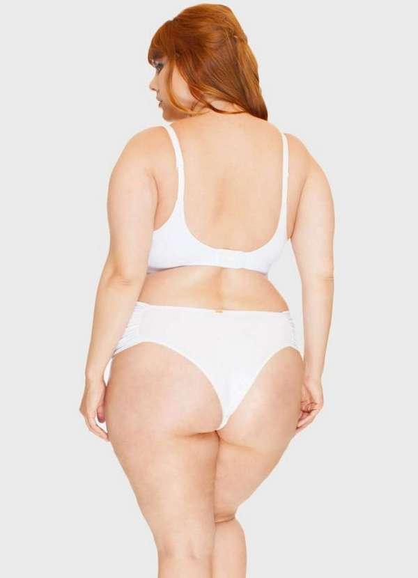 2rios - Calcinha Lateral Drapeada Plus Size Branco 4