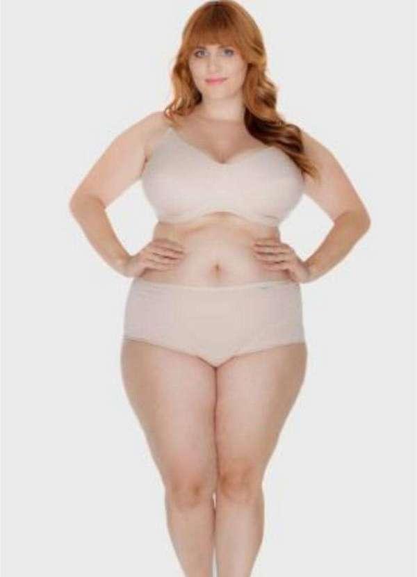 Delrio - Calcinha Malha Cintura Alta Plus Size Bege