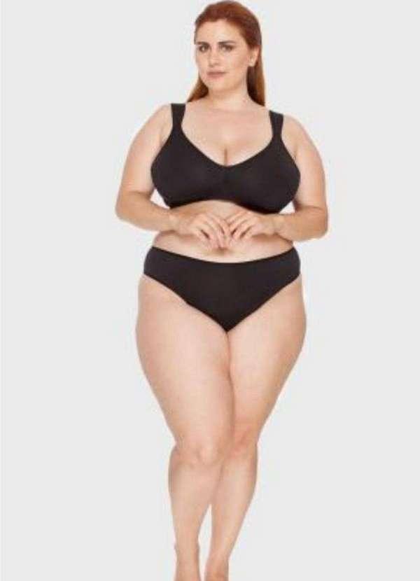 2rios - Sutiã com Alças Acolchoadas sem Bojo e sem Aro Plus Size Preto