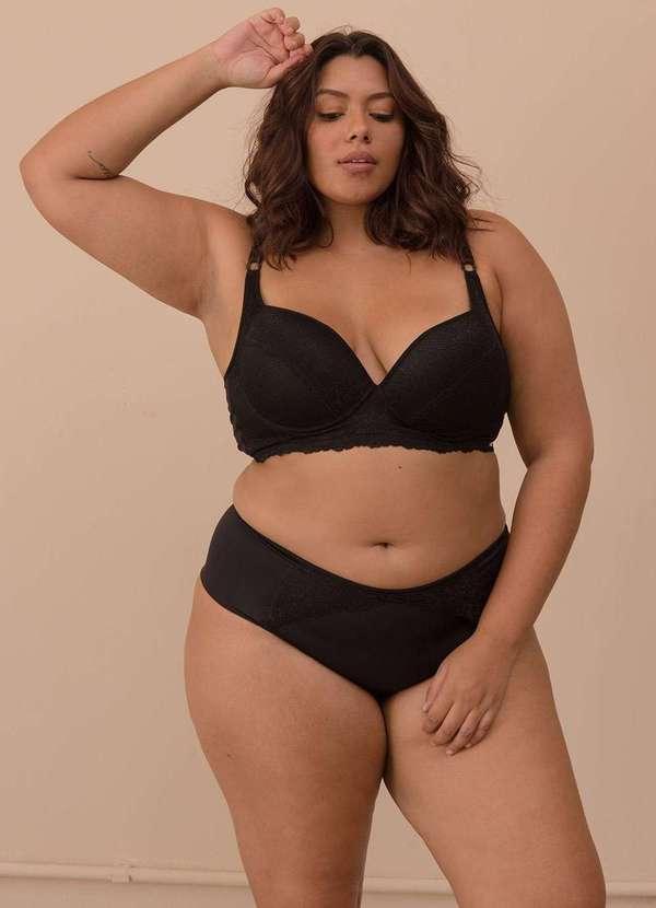 2rios - Sutiã de Renda Reforçado Plus Size Preto