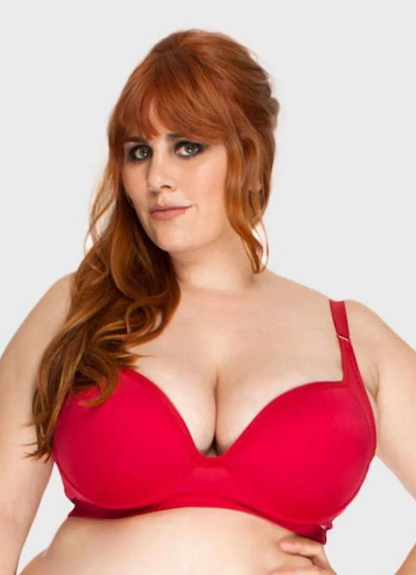 2rios - Sutiã Reforçado com Laterais Super Largas no Cós Plus Size Vermelho