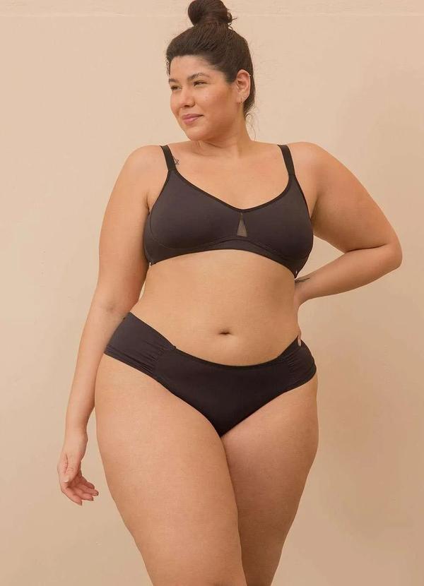 2rios - Sutiã sem Bojo com Tule Plus Size Preto