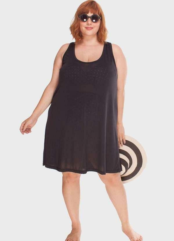 Bold Beach - Saída Esther Decote Nadador Plus Size Preto