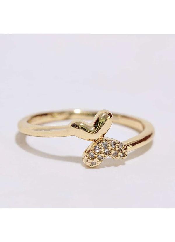 Fashion Biju - Anel Borboleta Strass - Dourado Único
