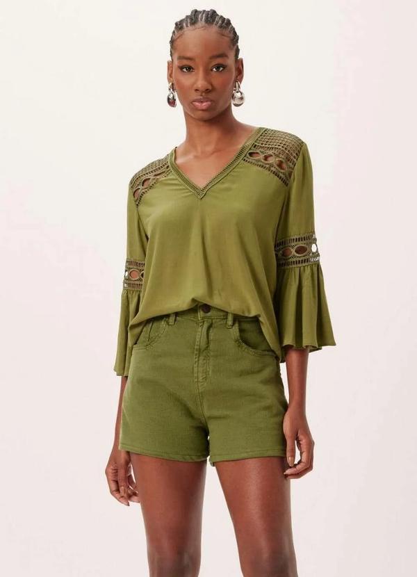 Dimy - Shorts Madonna Mom Cintura Alta Color Jeans Feminino Dimy Verde