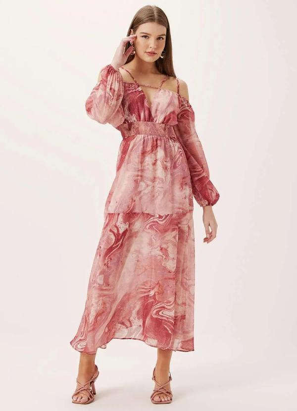 Dimy - Vestido Ombro Amostra com Alca Tecido Plano Feminino Dimy Rosa