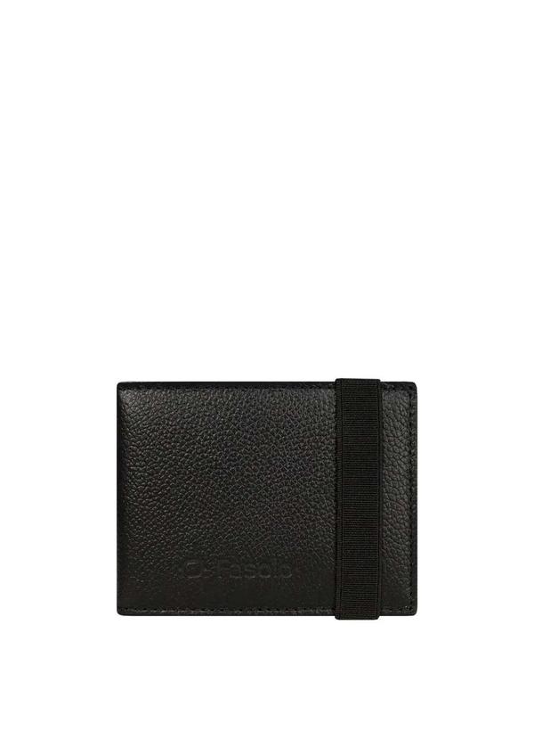 Fasolo - Carteira Couro Masculina Elástico Slim Fasolo Preto