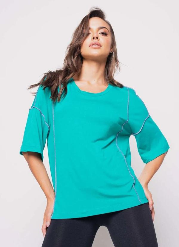 Salvatore Fashion - Blusa Ampla Costura Invertida Malha Fashion Verde