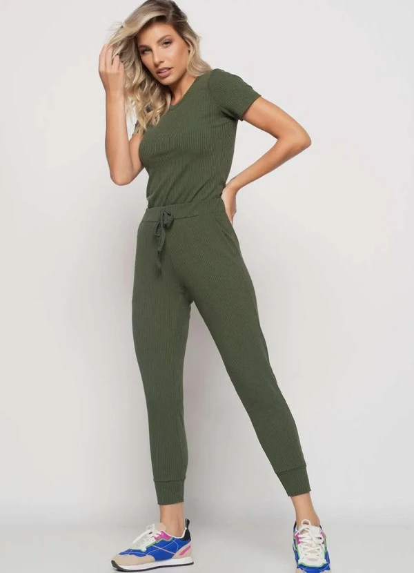 Salvatore Fashion - Blusa Básica Manga Curta Malha Canelada  Fashion Verde 3