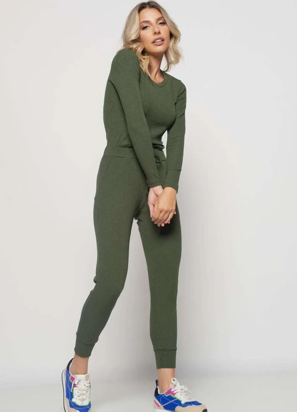 Salvatore Fashion - Blusa Básica Manga Longa e Gola Redonda Canelada  Fashion Verde 3