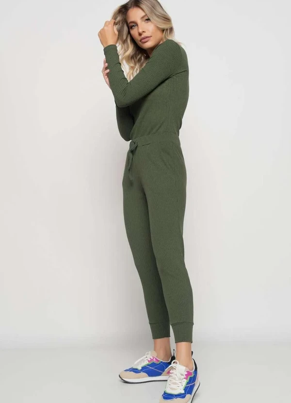 Salvatore Fashion - Blusa Básica Manga Longa e Gola Redonda Canelada  Fashion Verde 5