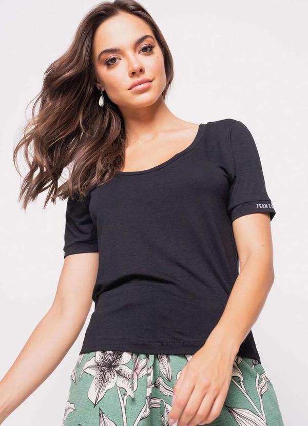 Salvatore Fashion - Blusa Califórnia Manga Curta Malha Fashion Preto