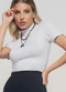 Salvatore Fashion - Blusa Gola Alta Manga Curta Malha  Fashion Branco - variação: Branco