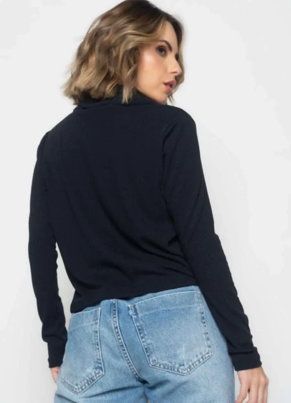 Salvatore Fashion - Blusa Golão Manga Longa Canelada Fashion Preto 4