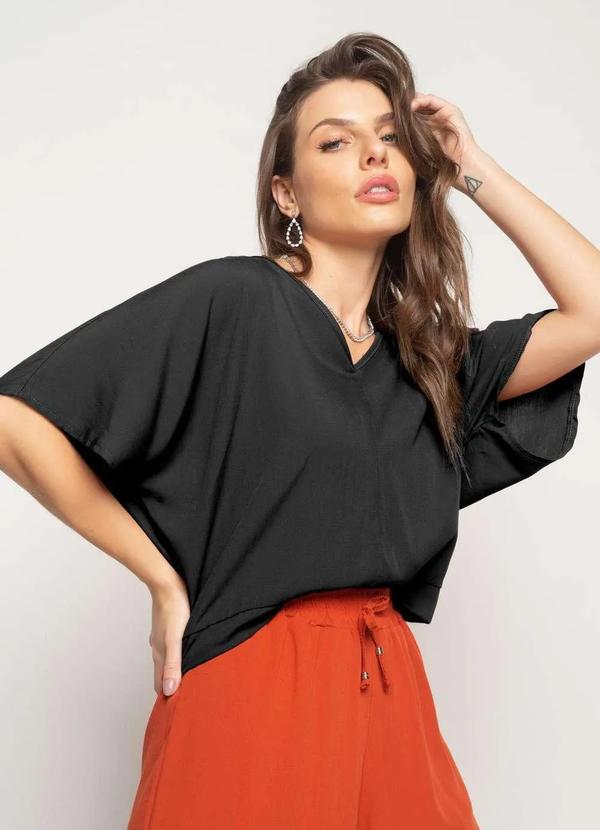 Salvatore Fashion - Blusa Morcego Viscolinho Fashion Preto