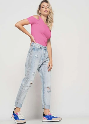 Salvatore Fashion - Blusa Ombro Vazado Manga Curta Canelado  Fashion - SALVATORE FASHION