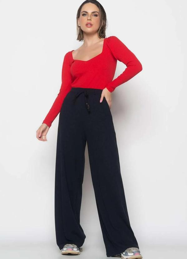 Salvatore Fashion - Blusa Princesa Decote Coração Malha Canelada Fashion Vermelho 2